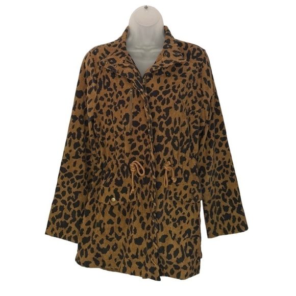 Entro Leopard Print Small Corduroy Jacket Cinches at Waist size Small - Picture 1 of 5